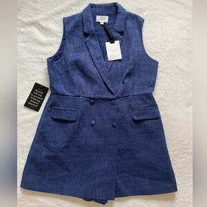 Pomander Elegant Blue Short Jumpsuit Romper - Size XXL
